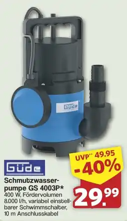 Famila Nord West Güde Schmutzwasser-pumpe GS 4003P* Angebot