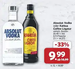 Famila Nord West Absolut Vodka oder Kahlua Coffee Liqueur Angebot