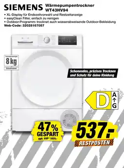 expert Techno Land SIEMENS Wärmepumpentrockner WT43HV94 Angebot