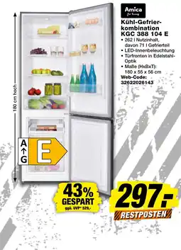 expert Techno Land Amica Kühl-Gefrierkombination KGC 388 104 E Angebot