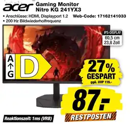 expert Techno Land Acer Gaming Monitor Nitro KG 241YX3 Angebot