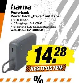 expert Techno Land hama Powerbank Power Pack „Travel“ mit Kabel Angebot