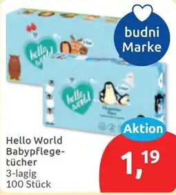 Budni Hello World Babypflegetücher Angebot