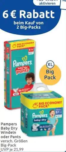 Budni Pampers Baby Dry Windeln oder Pants Angebot