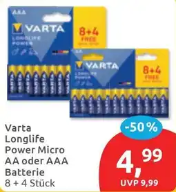 Budni Varta Longlife Power Micro AA oder AAA Batterie Angebot