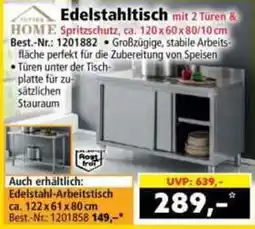 Norma Edelstahltisch mit 2 Türen & Spritzschutz Angebot