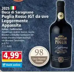 Norma Duca di Saragnano Puglia Rosso IGT da uve Leggermente Appassite Angebot