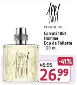 Rossmann Cerruti 1881 Homme Eau de Toilette Angebot