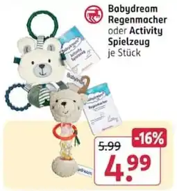 Rossmann Babydream Regenmacher oder Activity Spielzeug Angebot