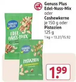Rossmann Genuss Plus Edel-Nuss-Mix oder Cashewkerne oder Pistazien Angebot