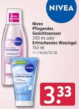 Rossmann Nivea Pflegendes Gesichtswasser oder Erfrischendes Waschgel Angebot