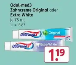 Rossmann Odol-med3 Zahncreme Original oder Extra White Angebot