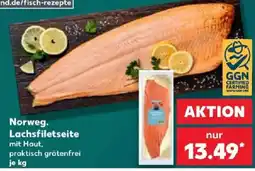 Kaufland Norweg. Lachsfiletseite mit Haut Angebot