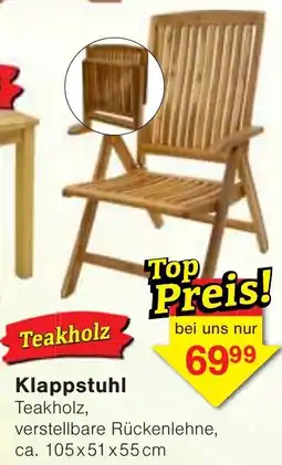Wiglo Wunderland Teakholz Klappstuhl Angebot