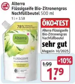 Rossmann Alterra Flüssigseife Bio-Zitronengras Angebot