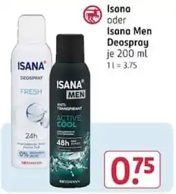 Rossmann Isana oder Isana Men Deospray Angebot
