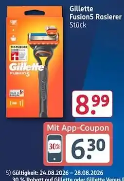 Rossmann Gillette Fusion5 Rasierer Angebot