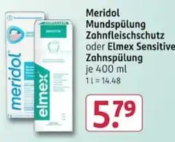 Rossmann Meridol Mundspülung Zahnfleischschutz oder Elmex Sensitive Zahnpulver Angebot