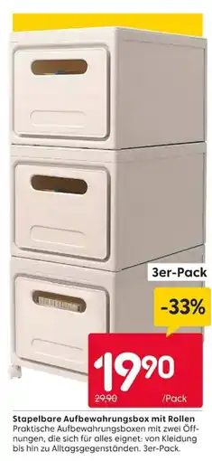 Rusta Stapelbare Aufbewahrungsbox mit Rollen Angebot