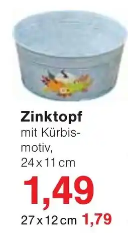 Wiglo Wunderland Zinktopf mit Kürbis-motiv Angebot