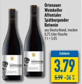 diska Ortenauer Weinkeller Affentaler Spatburgunder Rotwein 750ml Angebot