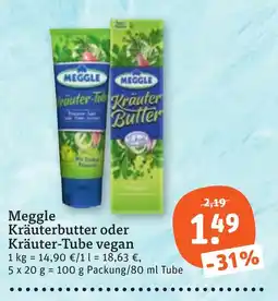 tegut Meggle Kräuterbutter oder Kräuter-Tube vegan Angebot