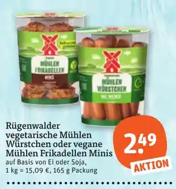 tegut Rügenwalder vegetarische Mühlen Würstchen oder vegane Mühlen Frikadellen Minis Angebot