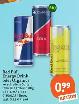 tegut Red Bull Energy Drink oder Organics Angebot