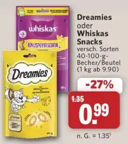 Combi Dreamies oder Whiskas Snacks Angebot