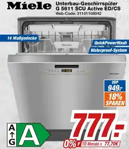 Expert Klein Miele Unterbau-Geschirrspüler G 5611 SCU Active ED/CS Angebot