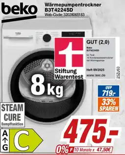 Expert Klein Wärmepumpentrockner Beko B3T4224SD Angebot