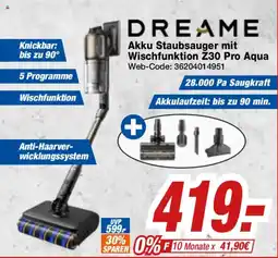 Expert Klein DREAME Akku Staubsauger mit Wischfunktion Z30 Pro Aqua Angebot