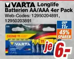Expert Klein VARTA Longlife Batterien AA/AAA Angebot