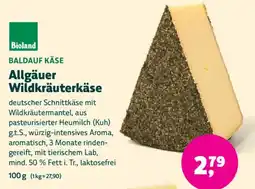 Biomarkt Bioland BALDAUF KÄSE Allgäuer Wildkräuterkaese Angebot