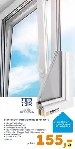 Globus Baumarkt 3-Scheiben Kunststofffenster weiß Angebot