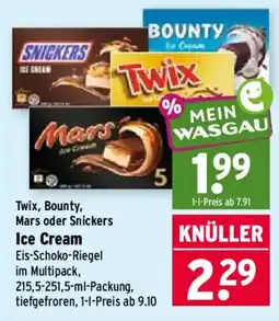 Wasgau Twix, Bounty, Mars oder Snickers Ice Cream Angebot