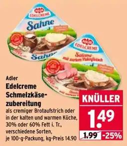 Wasgau Adler Edelcreme Schmelzkäsezubereitung Angebot