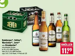 Wasgau Radeberger*, Veltins*, Warsteiner*, Jever* oder Krombacher* Angebot