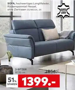 porta SOFA, hochwertiges Longlifeleder, Rückenspannteil Nessel, ohne Zierkissen Angebot