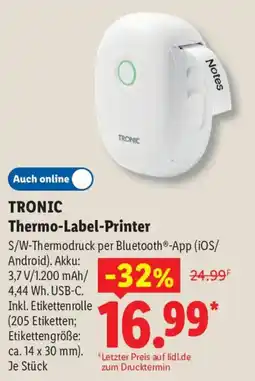 Lidl TRONIC Thermo-Label-Printer Angebot