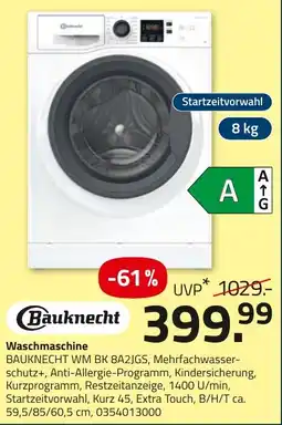 ROLLER Waschmaschine BAUKNECHT WM BK 8A2JGS Angebot