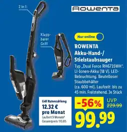 Lidl ROWENTA Akku-Hand-/Stielstaubsauger Angebot