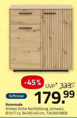 ROLLER Kommode Artisan Eiche Nachbildung, schwarz Angebot
