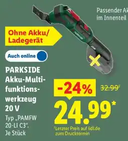 Lidl PARKSIDE Akku-Multifunktionswerkzeug 20 V Angebot