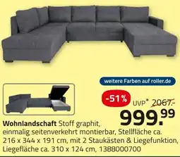 ROLLER Wohnlandschaft Stoff graphit Angebot