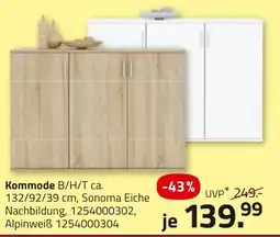 ROLLER Kommode B/H/T ca. 132/92/39 cm, Sonoma Eiche Angebot