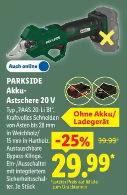 Lidl PARKSIDE Akku-Astschere 20 V Angebot