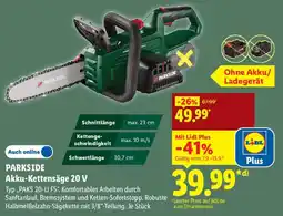 Lidl PARKSIDE Akku-Kettensäge 20 V Angebot