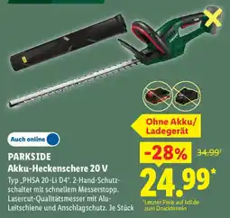 Lidl PARKSIDE Akku-Heckenschere 20 V Angebot