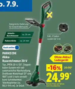 Lidl PARKSIDE Akku-Rasentrimmer 20 V Angebot